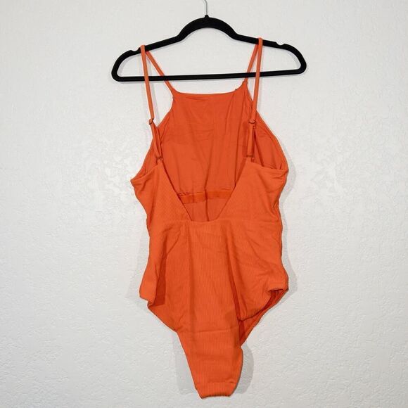 NWT Andie Siren Orange Asbury Ribbed‎ One Piece Swimsuit Size XL - Picture 4 of 8